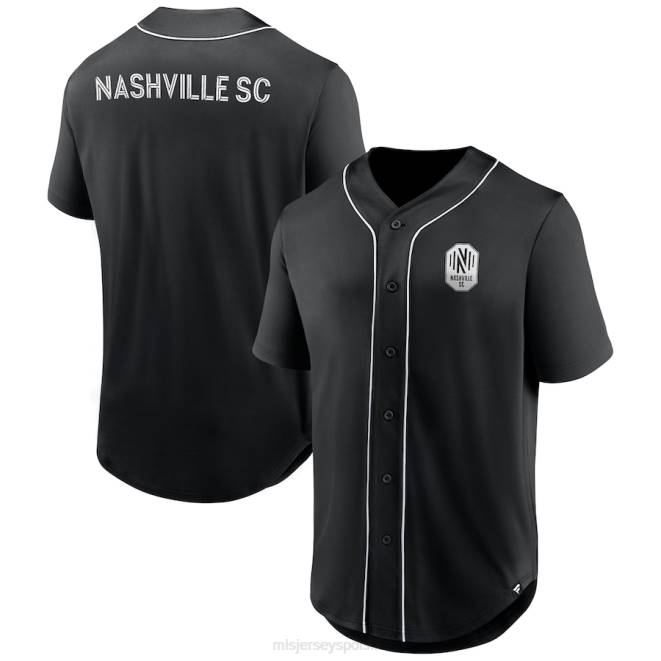 MLS Jerseys mężczyźni Czarna, modna koszulka baseballowa fanatyków Nashville SC z trzeciej epoki, zapinana na guziki NN6X133 golf
