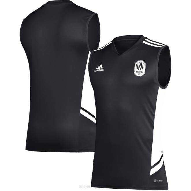 MLS Jerseys mężczyźni Czarno-biała koszulka treningowa adidas Nashville sc bez rękawów NN6X597 golf